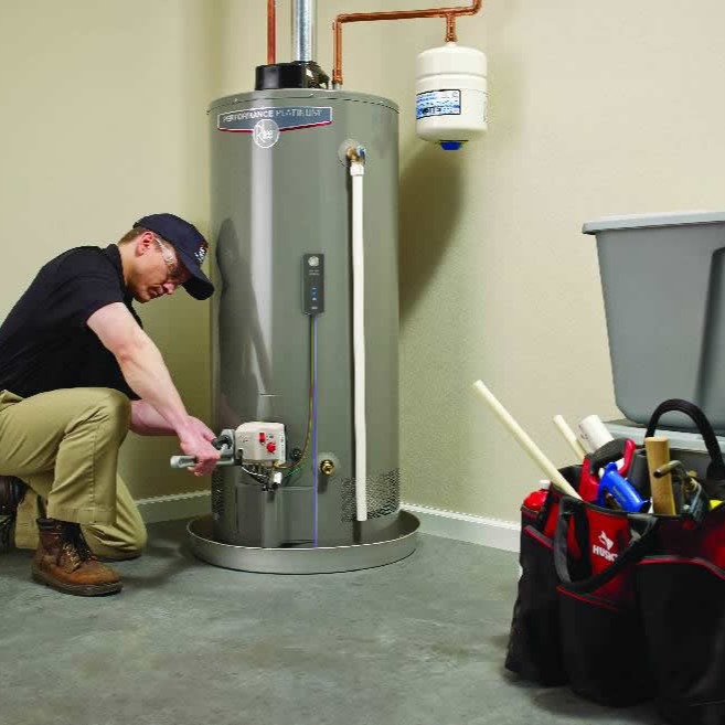 water heater being serviced